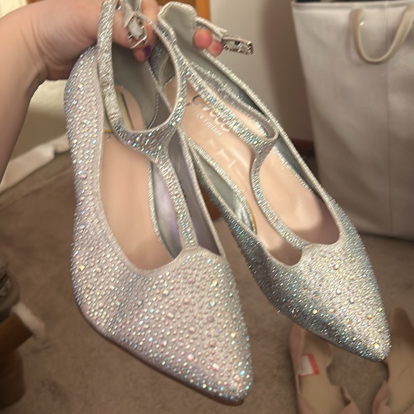 Fairly New Silver Sparkly Heels - Picture 6 of 6